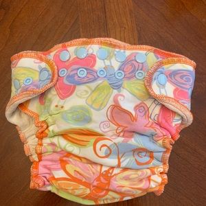 Goodmama Cloth Velour Diaper One Size Pink Orange